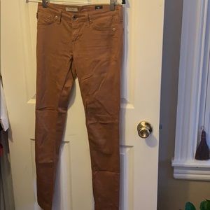 AG copper suede skinny pants